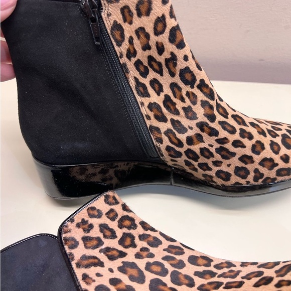MADE IN ITALY Brown and Black Ankle Booties with Leopard Print - Picture 3 of 8
